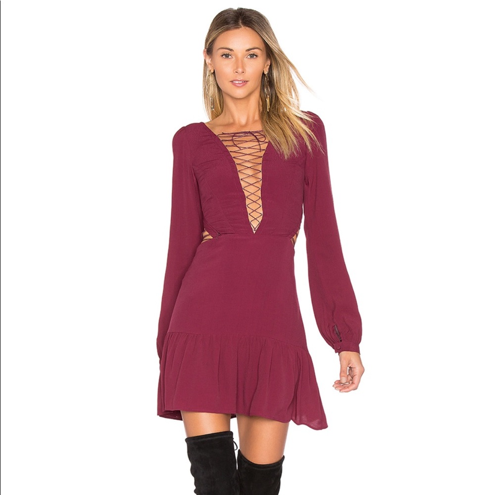 For Love & Lemons Lace Up Dress